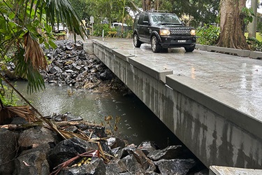 Car driving over new Sherringtons Bridge