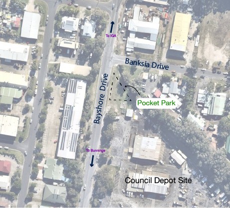Bayshore Drive Pocket Park aerial map.png