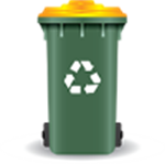 Yellow recycling bin