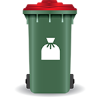 Red landfill bin