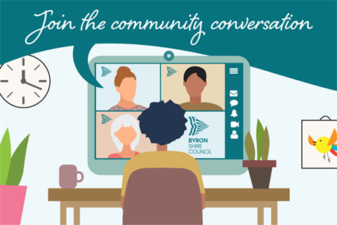 Illustration of a person joining a Zoom meeting online