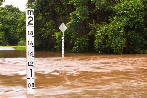 Flood markers in flood waters