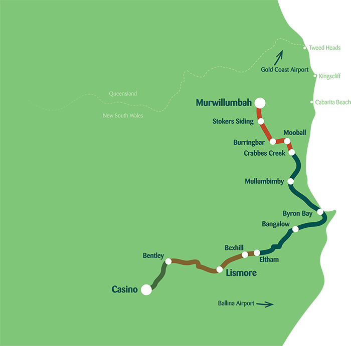 Northern Rivers Rail Trail map