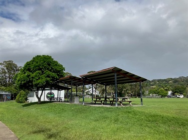 The BBQs and shelter at Linda Vidler Park