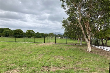 View of Mullum dog park and fencing