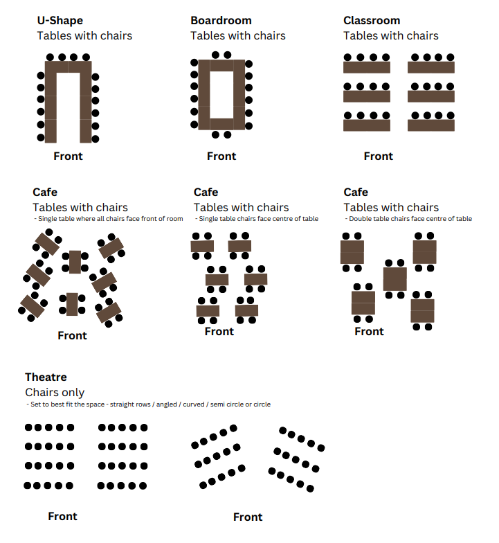 Room layouts for bookings