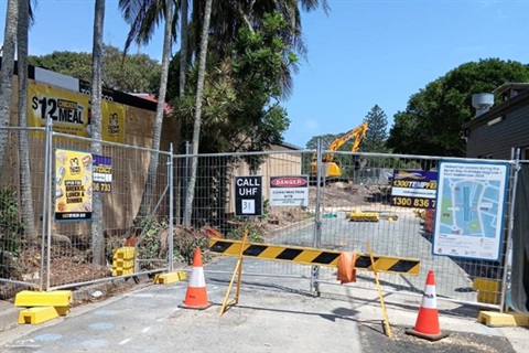 Works site in the lane way for Byron Bay Drainage project