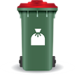 Red landfill bin